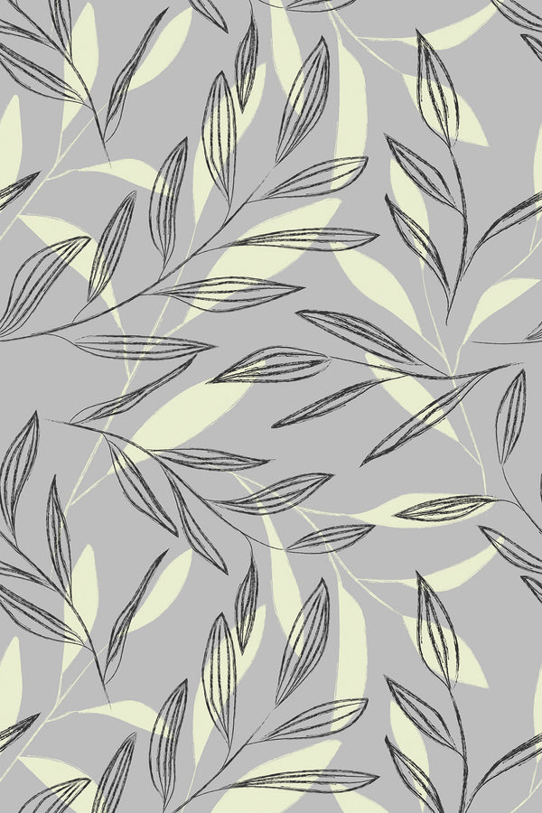 neautral leaf stencil wallpaper pattern repeat