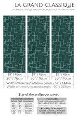 emerald green geometric peel and stick wallpaper specifiation