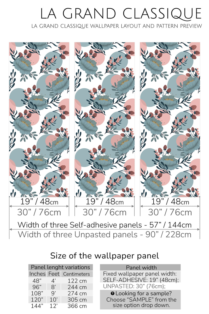 pastel boho floral peel and stick wallpaper specifiation