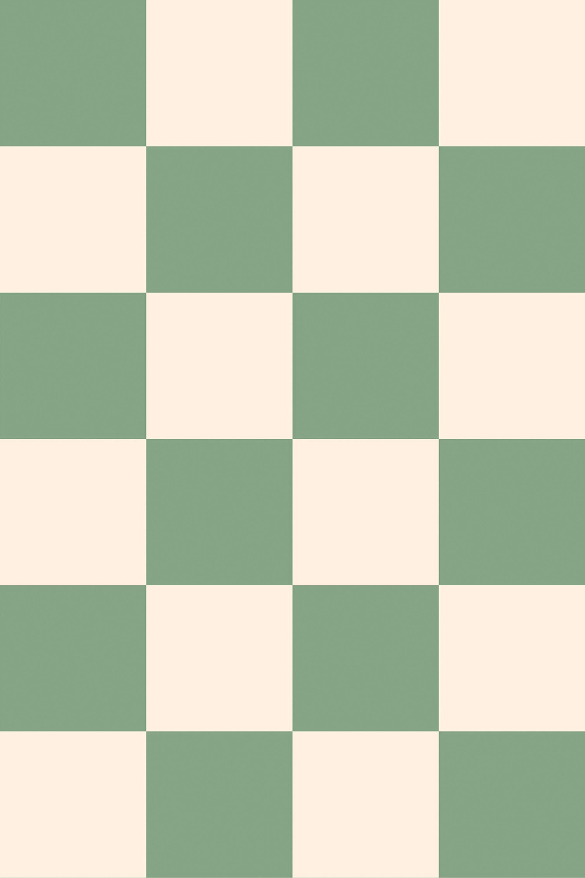 Sage green and off-white checkered pattern with alternating squares, creating a classic and minimalistic look. Peel and stick removable wallpaper.
