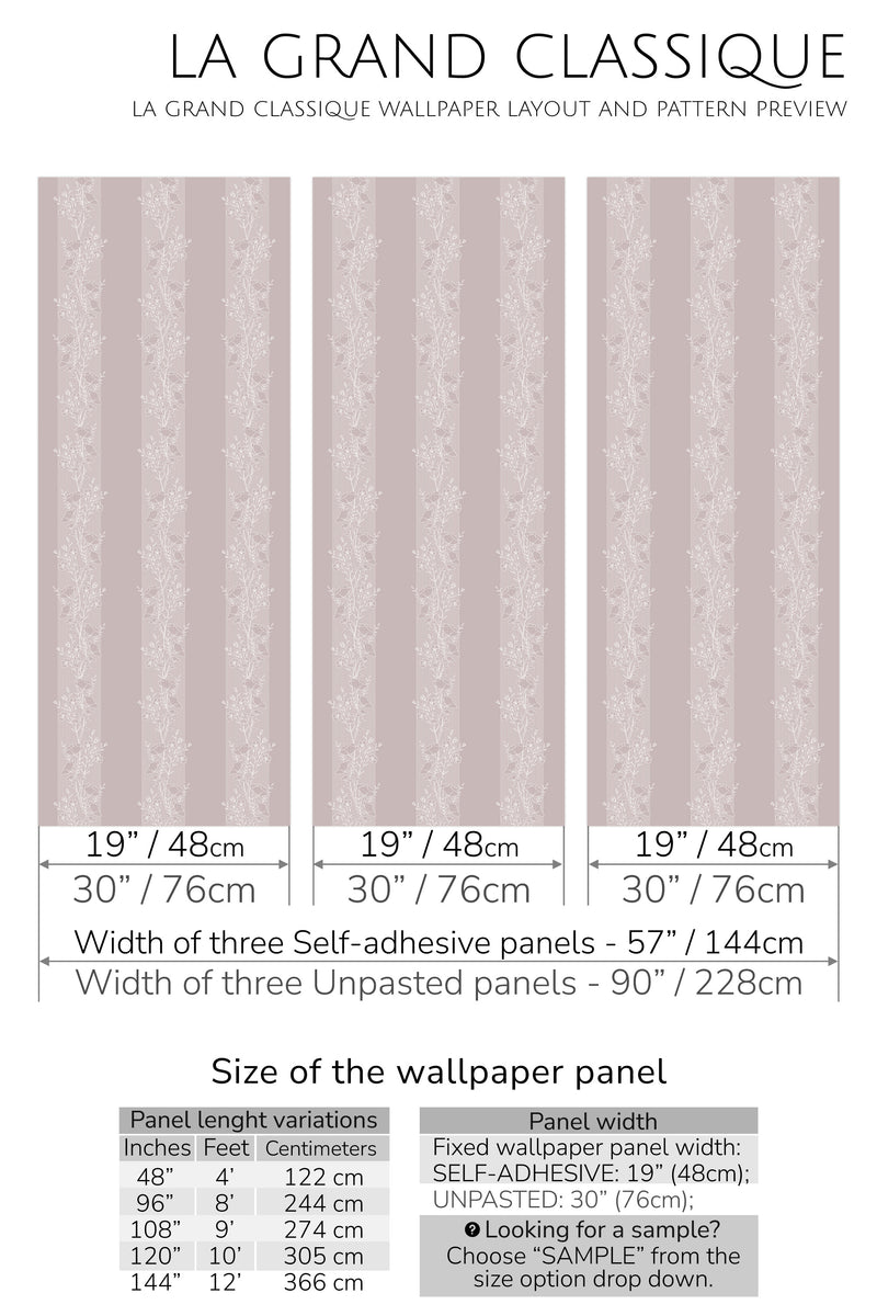 pink floral line peel and stick wallpaper specifiation