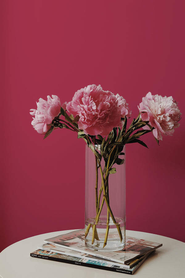 peonies magazines coffee table modern interior solid viva magenta wall paper peel and stick