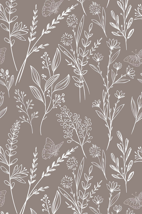 meadow line art wallpaper pattern repeat