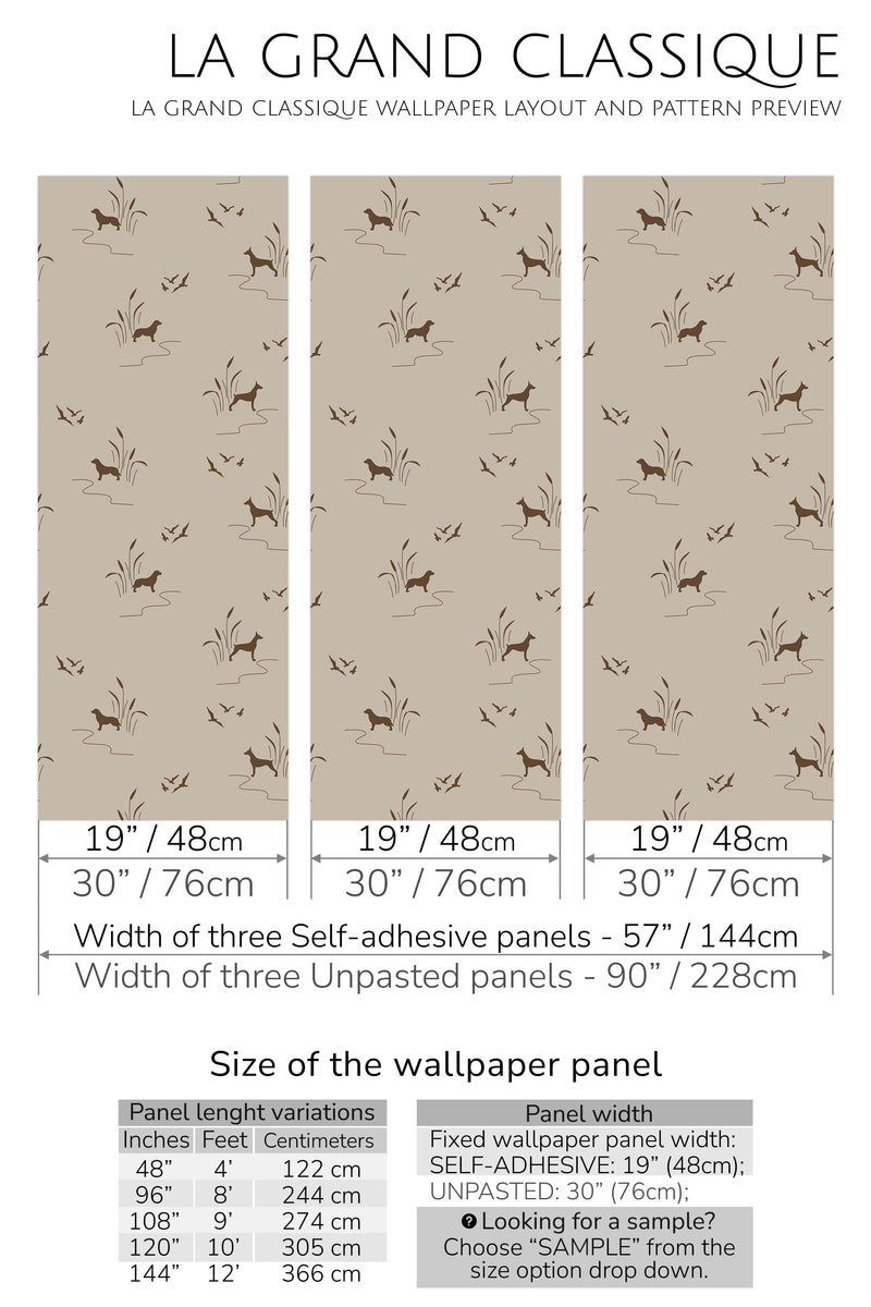 hunting dog peel and stick wallpaper specifiation