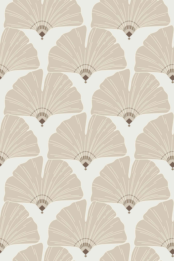 neutral gingko arch wallpaper pattern repeat