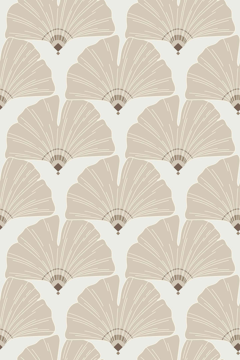 neutral gingko arch wallpaper pattern repeat
