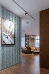 peel and stick removable wallpaper winter landscape pattern modern contemporary apartment living room interior