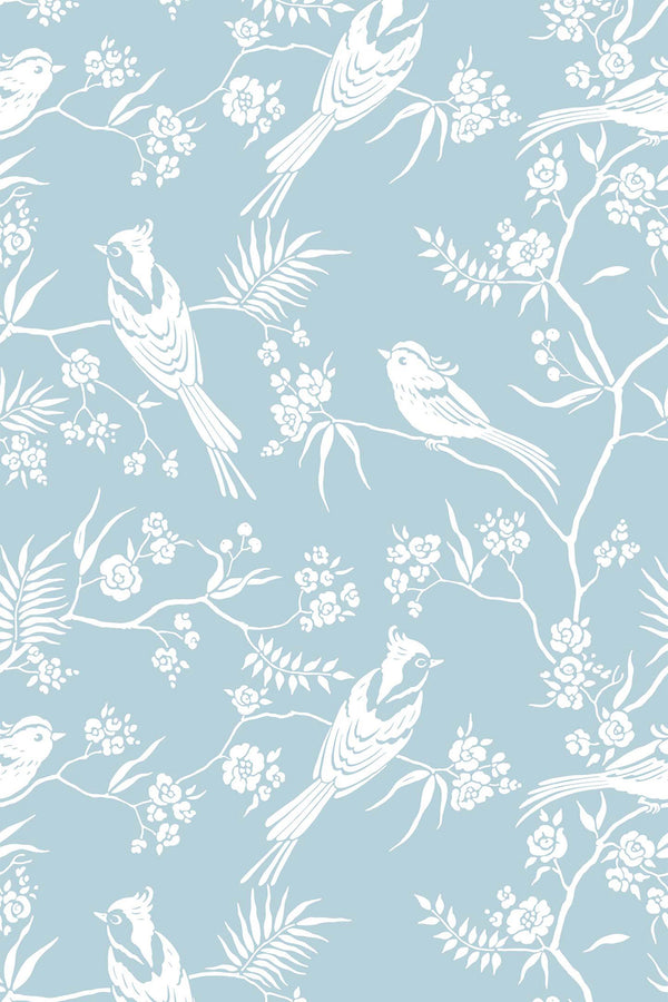light blue chinoiserie wallpaper pattern repeat