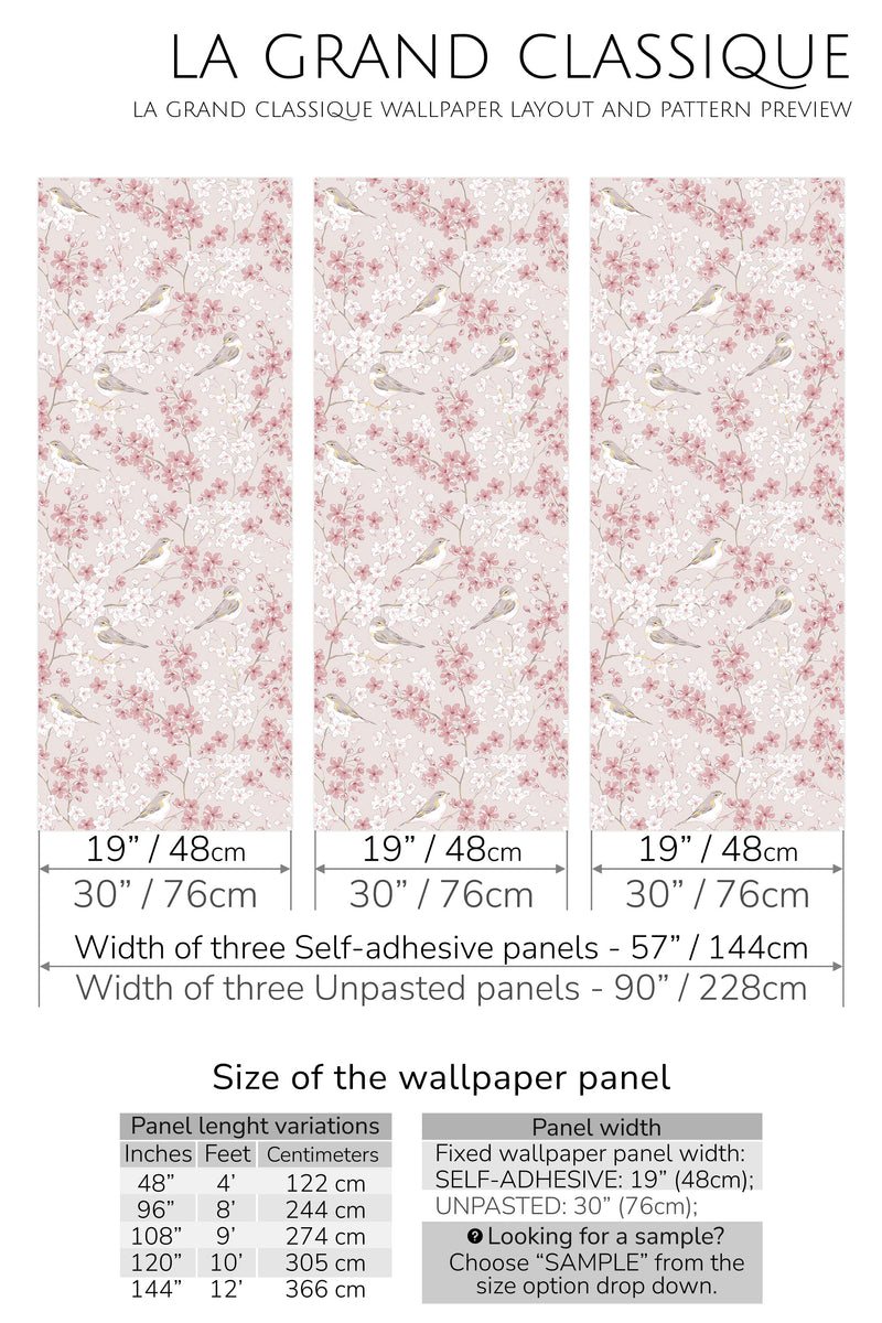 blooming spring peel and stick wallpaper specifiation