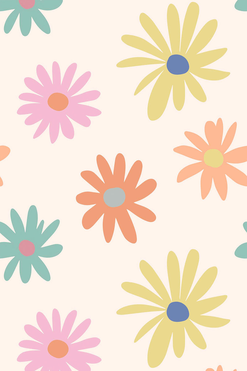 colorful retro floral wallpaper pattern repeat