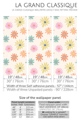 colorful retro floral peel and stick wallpaper specifiation