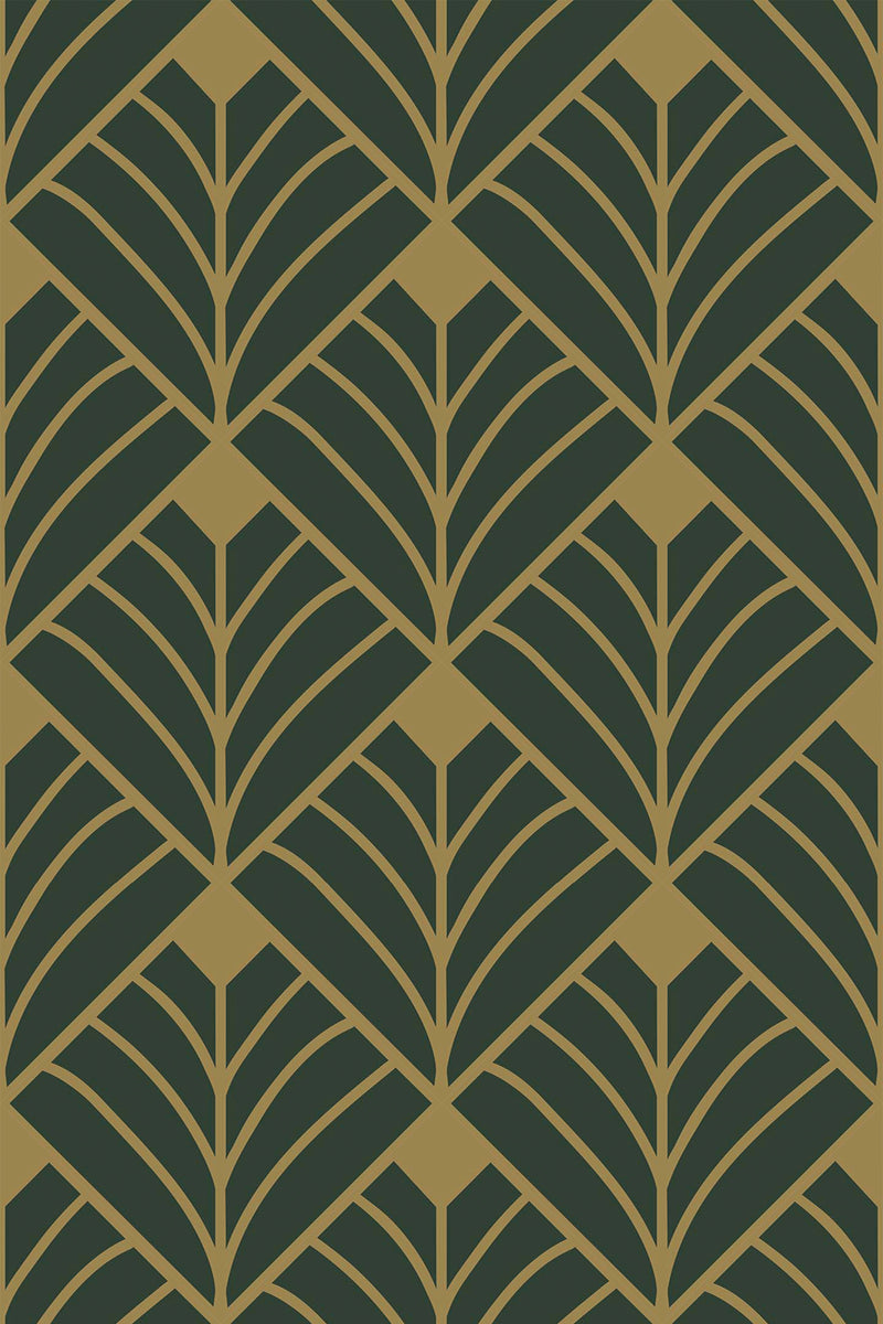 green art deco wallpaper pattern repeat