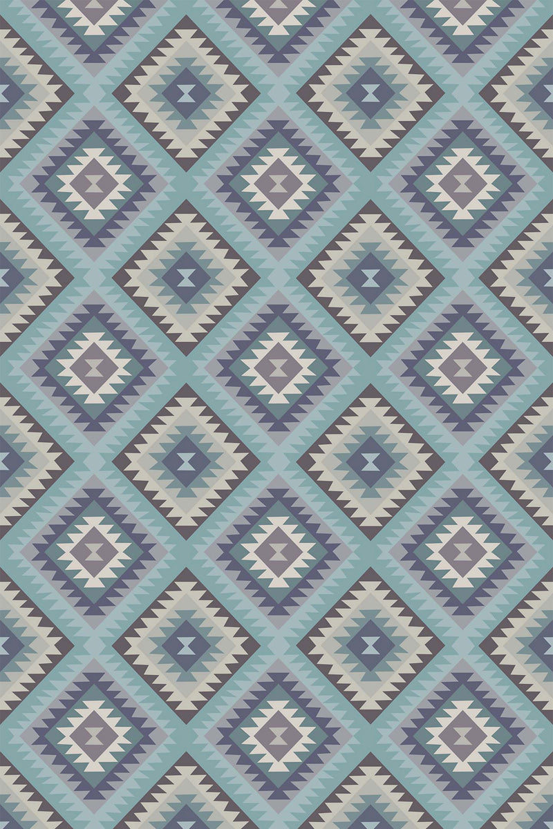 Aztec Inca Patterns Blue Blue Aztec Removable or Traditional Wallpaper – La Grand Classique