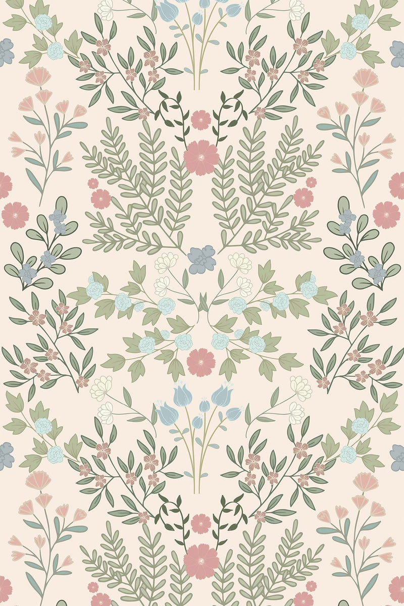 pastel floral garden wallpaper pattern repeat