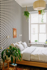 stick and peel wallpaper football tile pattern bedroom boho wall decor green plants
