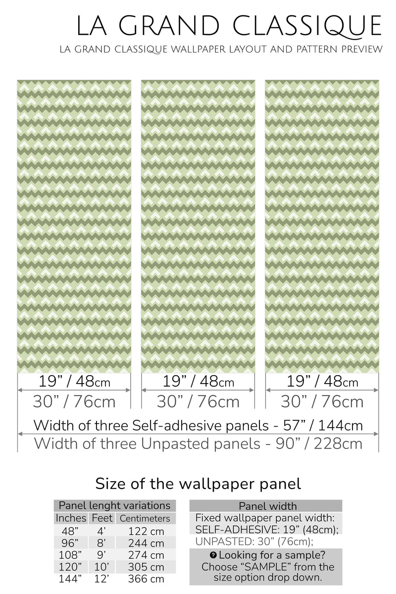 green chevron peel and stick wallpaper specifiation