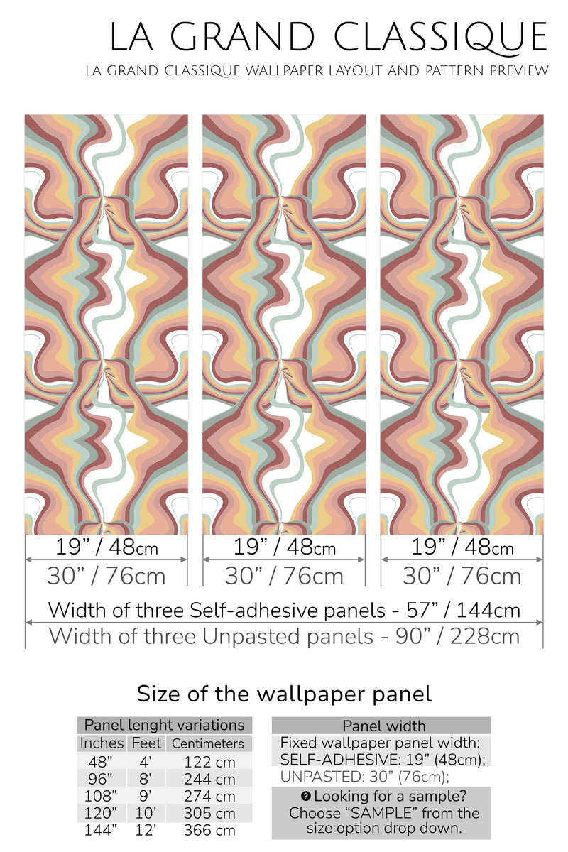 earthy psychedelic peel and stick wallpaper specifiation