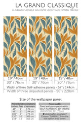 blue abstract leaf peel and stick wallpaper specifiation