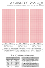 baby pink plaid peel and stick wallpaper specifiation
