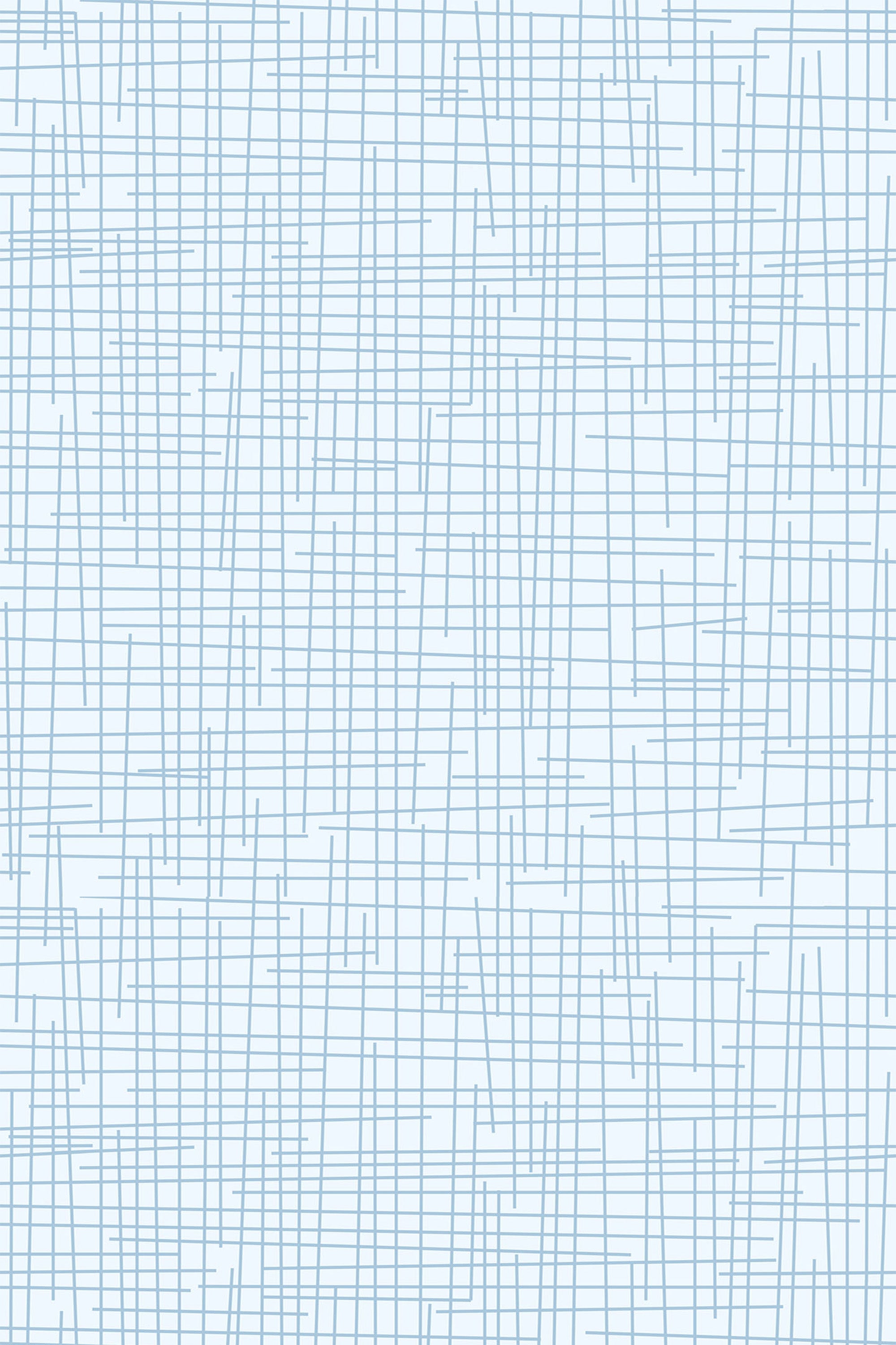 Abstract pattern with thin, irregularly spaced lines in varying directions on a light blue background resembling washed denim. Peel and stick removable wallpaper.