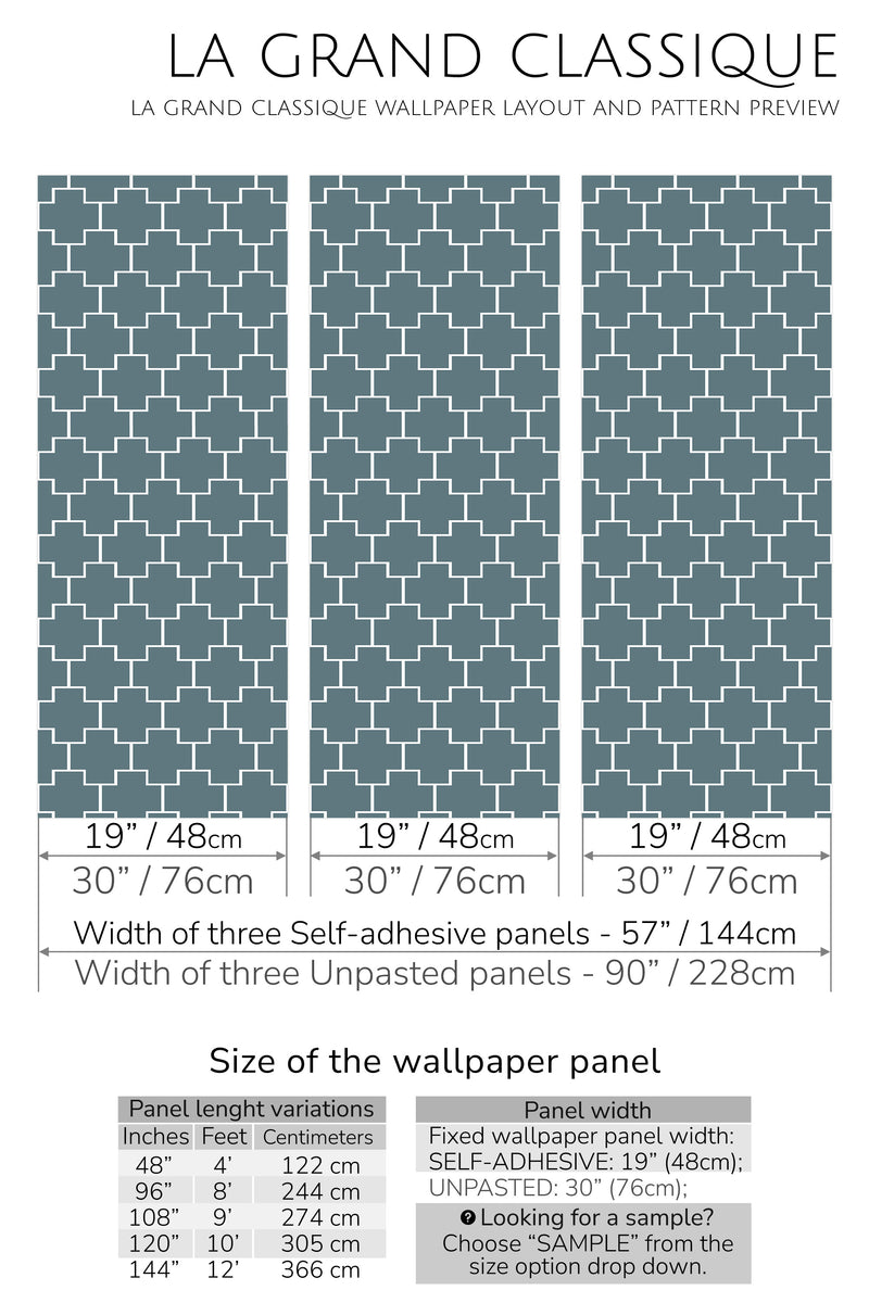 blue cross tile peel and stick wallpaper specifiation