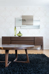 contemporary living room dark wood furniture minimalist arch peel and stick wallpaper