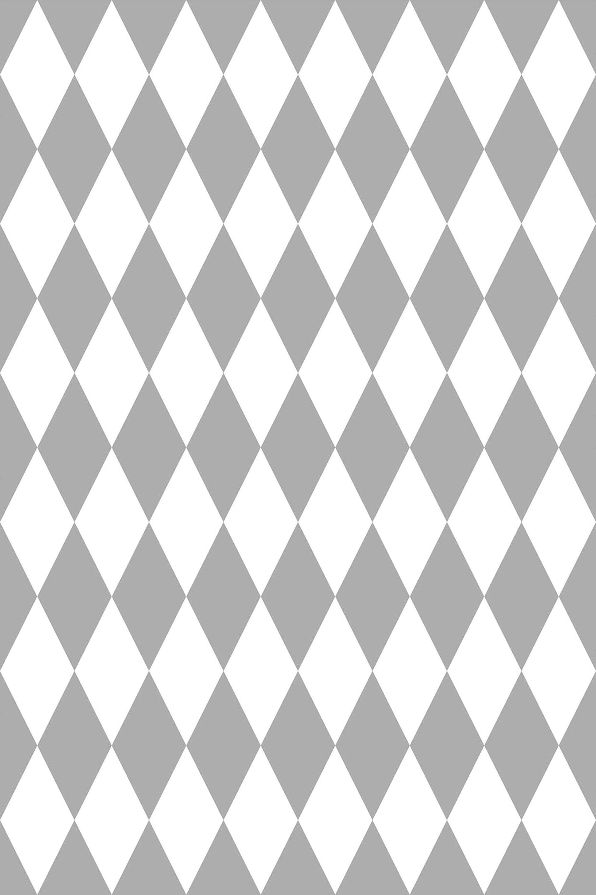 Gray argyle pattern of interlocking diamonds in varying shades of gray, forming a classic geometric design on peel and stick removable wallpaper.