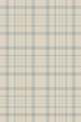 A repeating tartan pattern with intersecting horizontal and vertical lines in muted neutral tones of gray and beige. The lines create a grid-like design typical of traditional Scottish plaid. Peel and stick removable wallpaper.