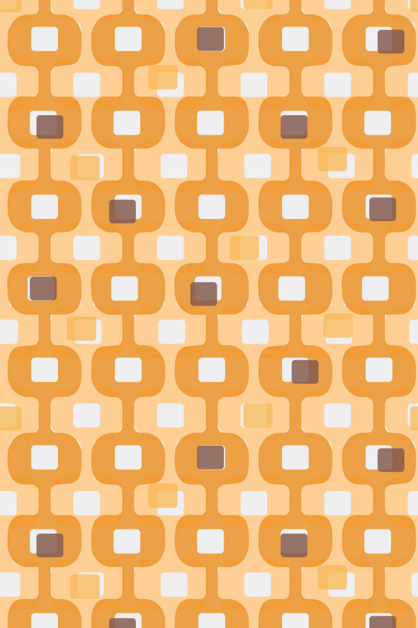yellow mid-century wallpaper pattern repeat