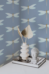 wallpaper for walls bold dragonfly pattern modern sophisticated vase statue home decor