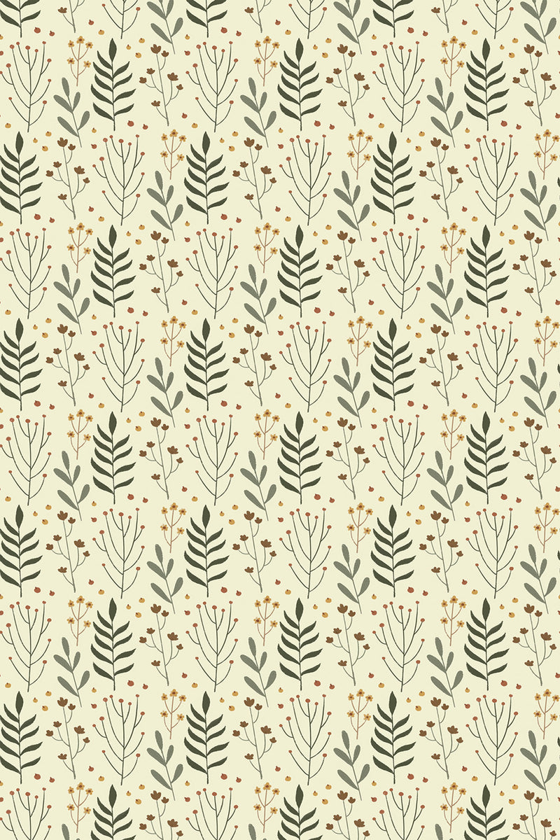 earthy scandinavian leaf wallpaper pattern repeat