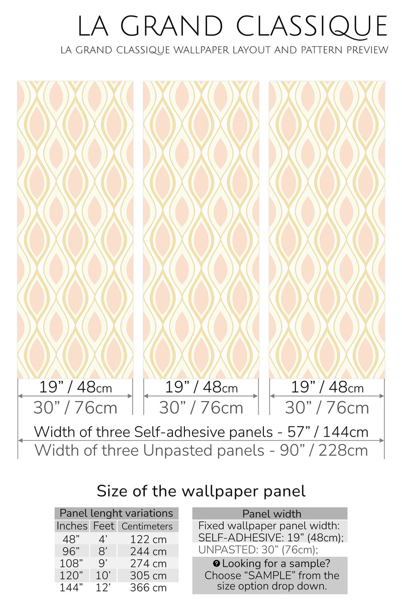pink vintage circle peel and stick wallpaper specifiation