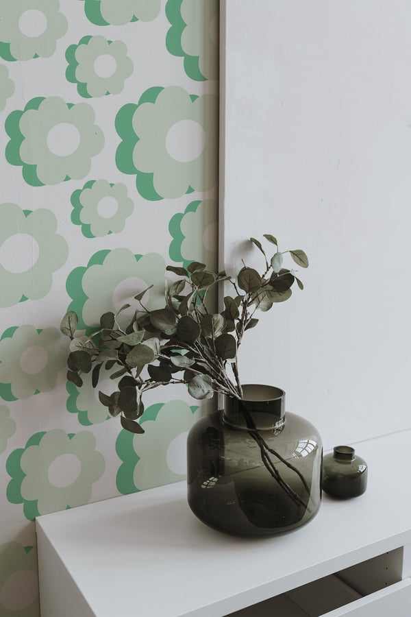 home decor plant decorative vase living room green retro flower pattern