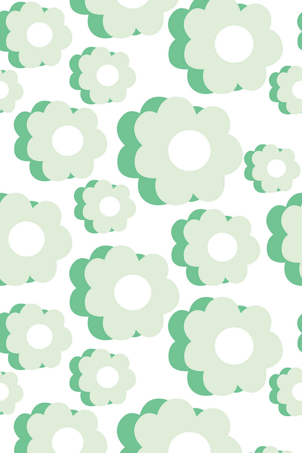 green retro flower wallpaper pattern repeat