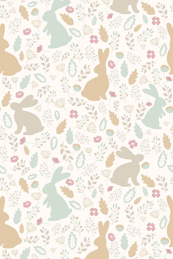 scandinavian bunny wallpaper pattern repeat