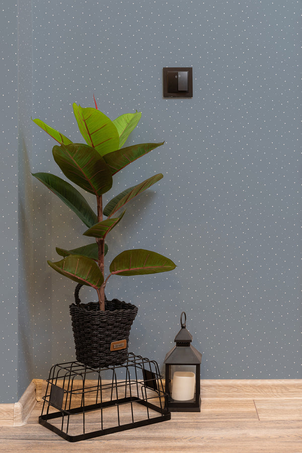 hallway interior green plant black lantern beachy dots temporary wallpaper