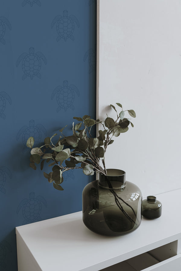 home decor plant decorative vase living room blue turtle pattern