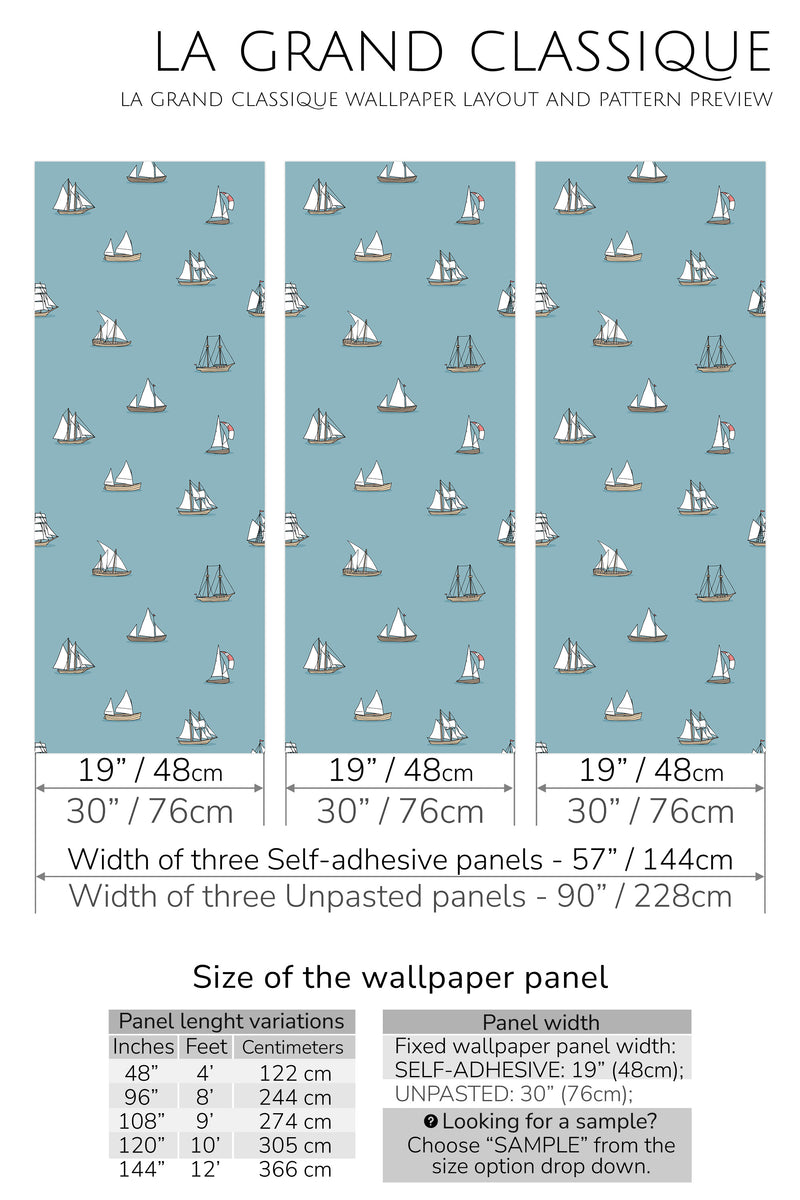 sailboats peel and stick wallpaper specifiation