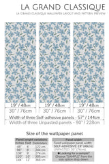 blue aesthetic flowers peel and stick wallpaper specifiation
