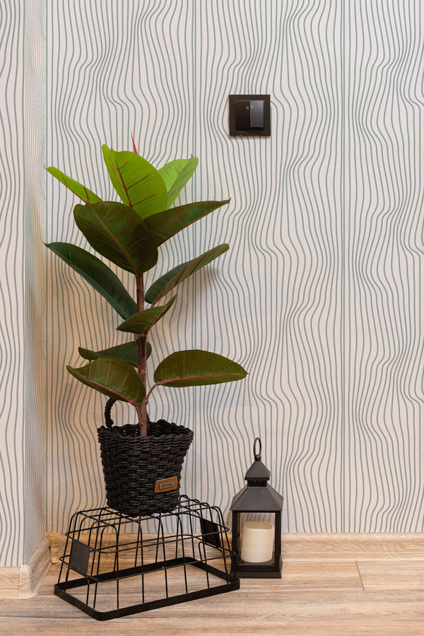 hallway interior green plant black lantern illusion line art temporary wallpaper