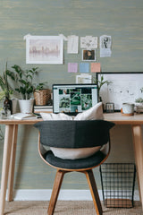 modern home office desk plants posters computer grass green texture stick on wallpaper