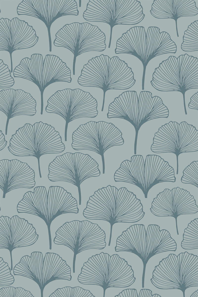 blue feather palm wallpaper pattern repeat