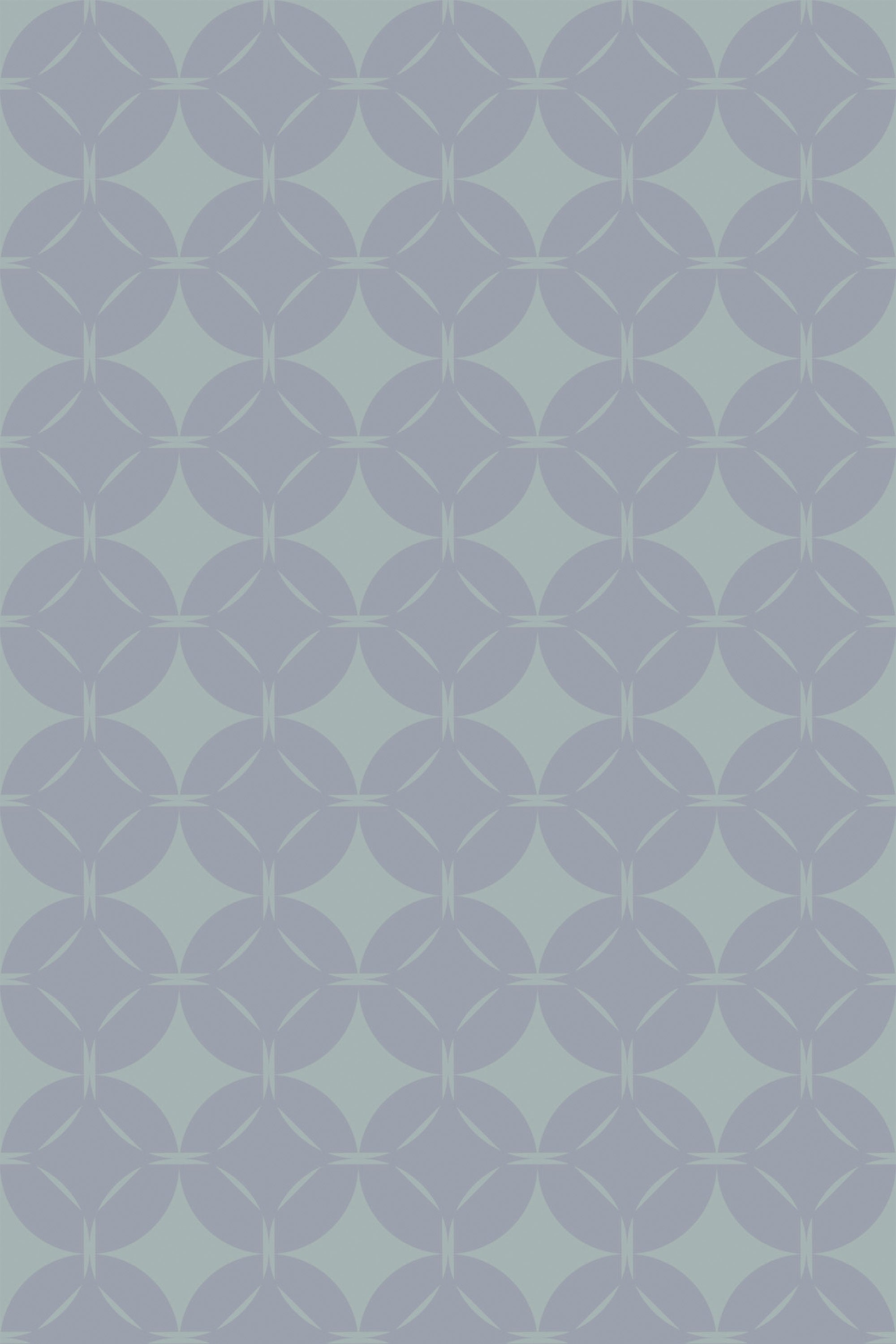 Intricate geometric pattern with interlocking circular shapes in shades of blue, forming a gemstone-inspired design. The repeating motif creates a modern, symmetrical look. Peel and stick removable wallpaper.