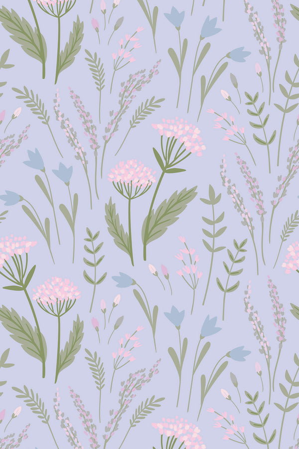 pink meadow flowers wallpaper pattern repeat
