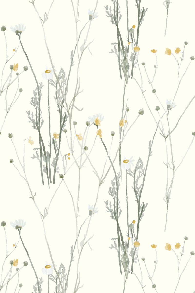 minimal wildflowers wallpaper pattern repeat