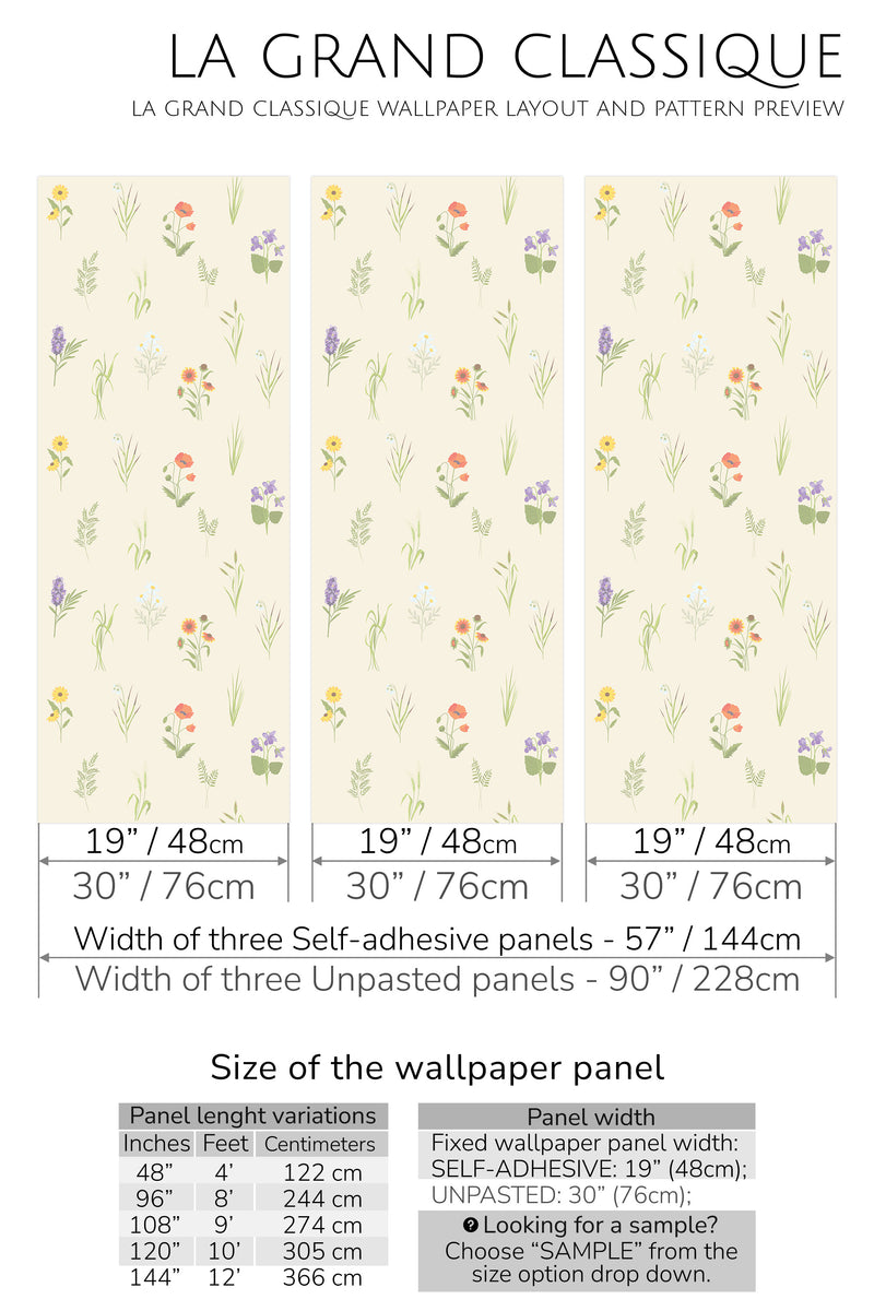 light floral nursery peel and stick wallpaper specifiation