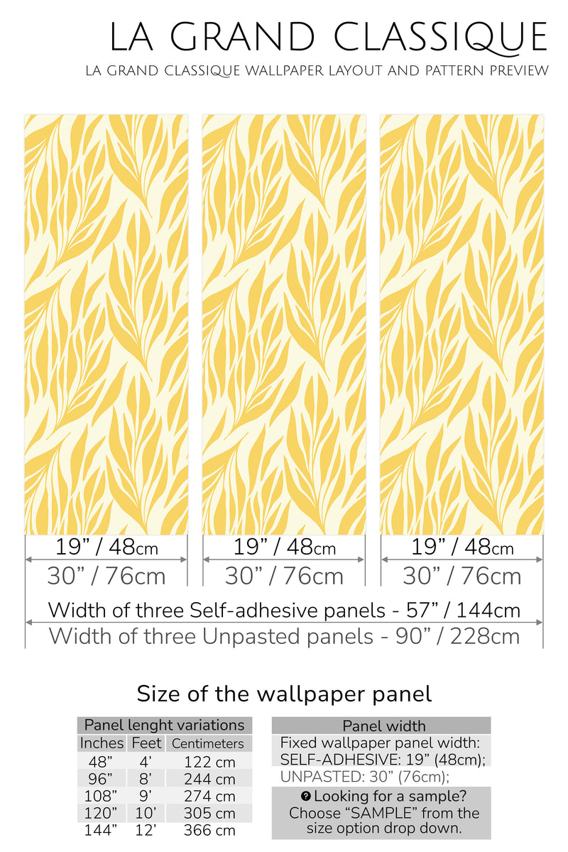 yellow leaves peel and stick wallpaper specifiation