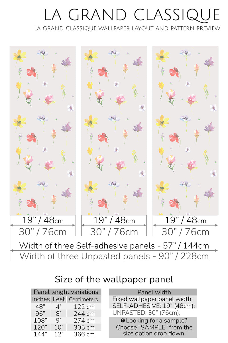 colorful watercolor flowers peel and stick wallpaper specifiation