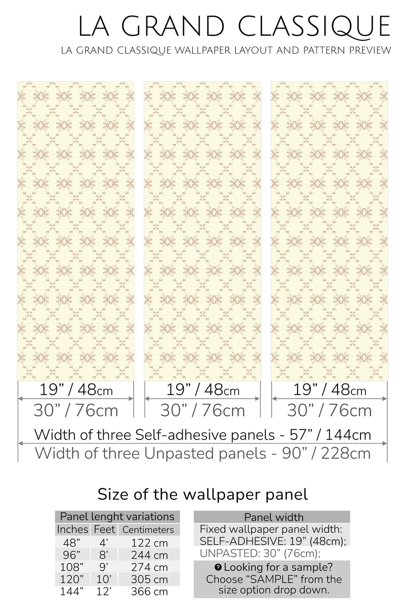 valeriana pattern peel and stick wallpaper specifiation