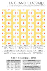 yellow floral line peel and stick wallpaper specifiation